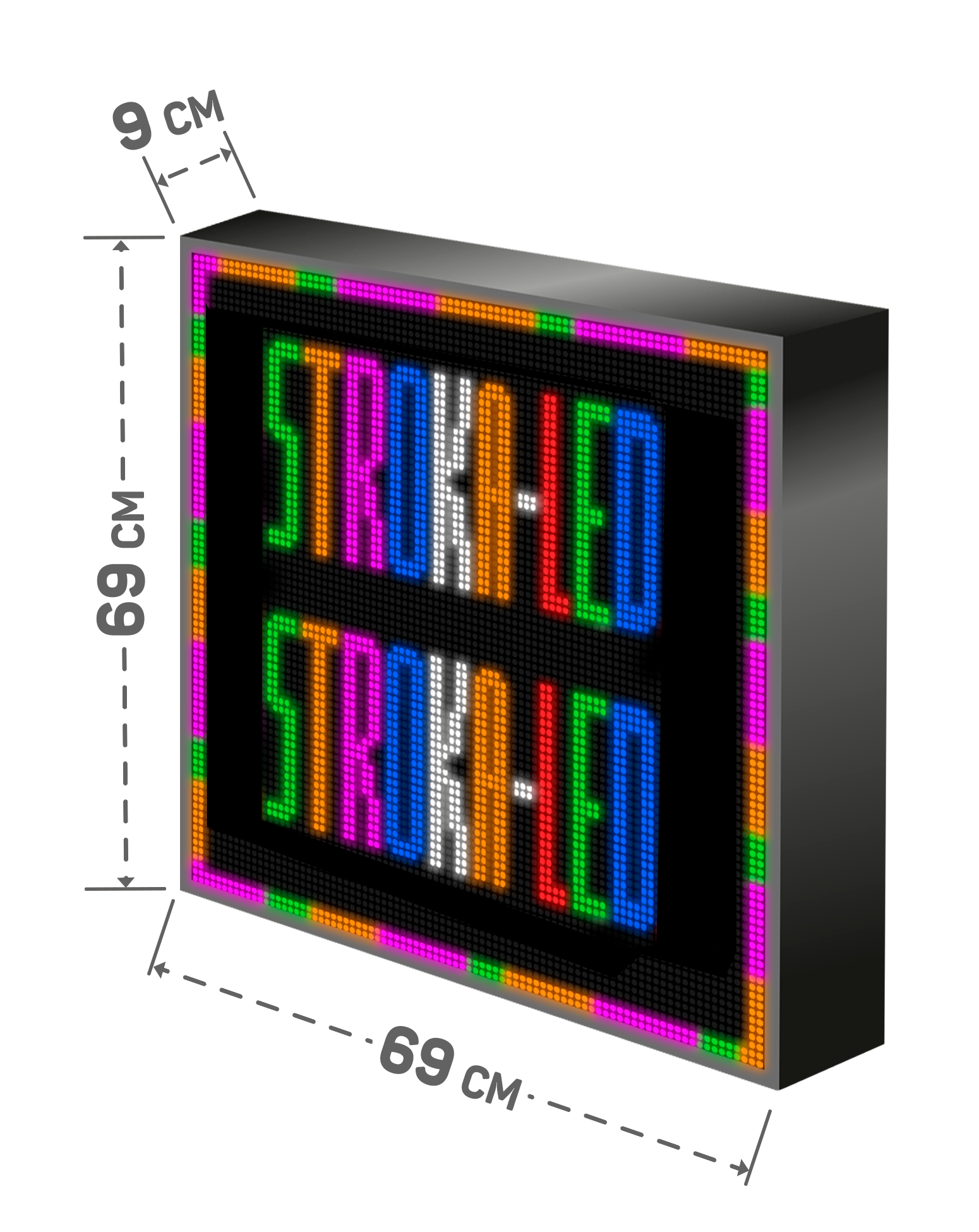 Бегущая строка/ Led /рекламная вывеска/ панель/69х69см