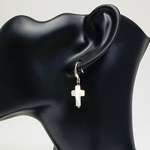 Серьги  Жемчужина Юга, перламутр, размер 26 мм, белый