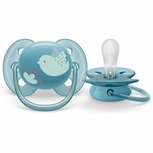 фото Соска-пустышка силиконовая philips avent ultra soft scf092/04 с футляром для хранения и стерилизации, 6-18 мес, 1 шт.