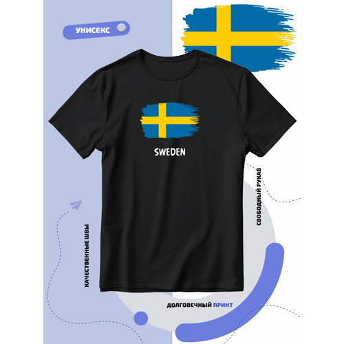 Футболка SMAIL-P с флагом Швеции-Sweden, размер XS, черный