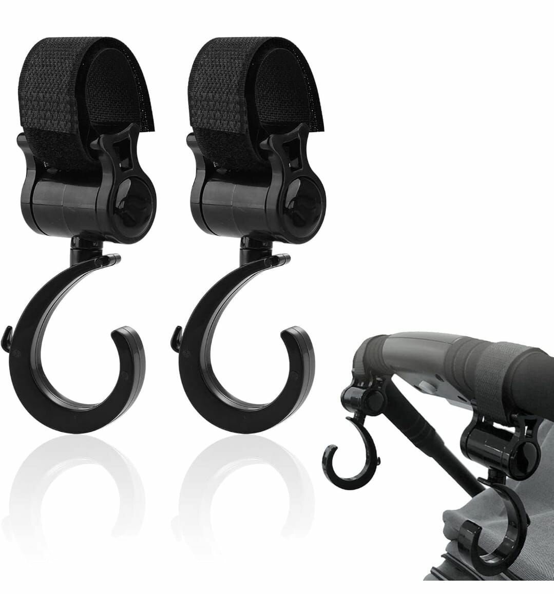 фото Крючок вешалка на коляску для сумок 2шт