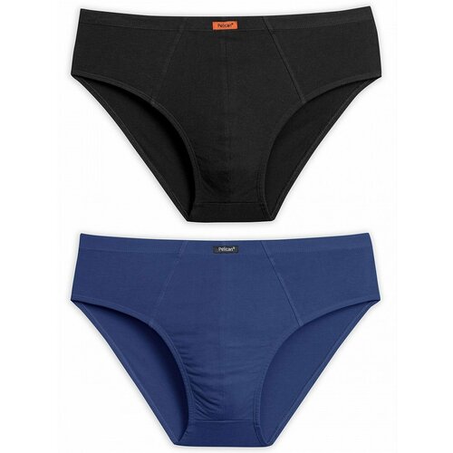 фото Трусы pelican хлопковые, 2 шт., размер xxl (52), синий, черный