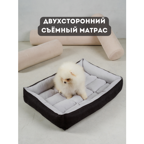 Лежак для собак средних и мелких пород лежак для крупных кошек со съёмной подушкой 80*55*16
