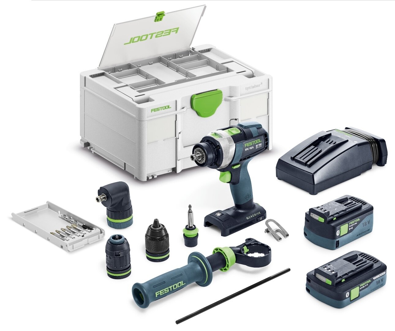 Аккумуляторная ударная дрель-шуруповёрт Festool QUADRIVE TPC 18/4 5,0/4,0 I-Set/XL