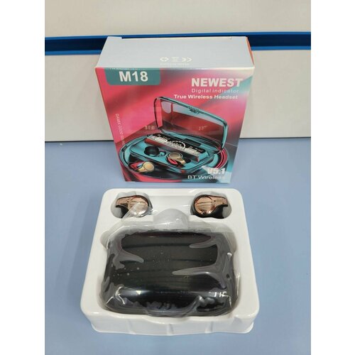 M18 Беспроводные наушники с Power bank 2000 мАч фонарик Bluetooth V51 с сенсорным управлением черные 169900₽