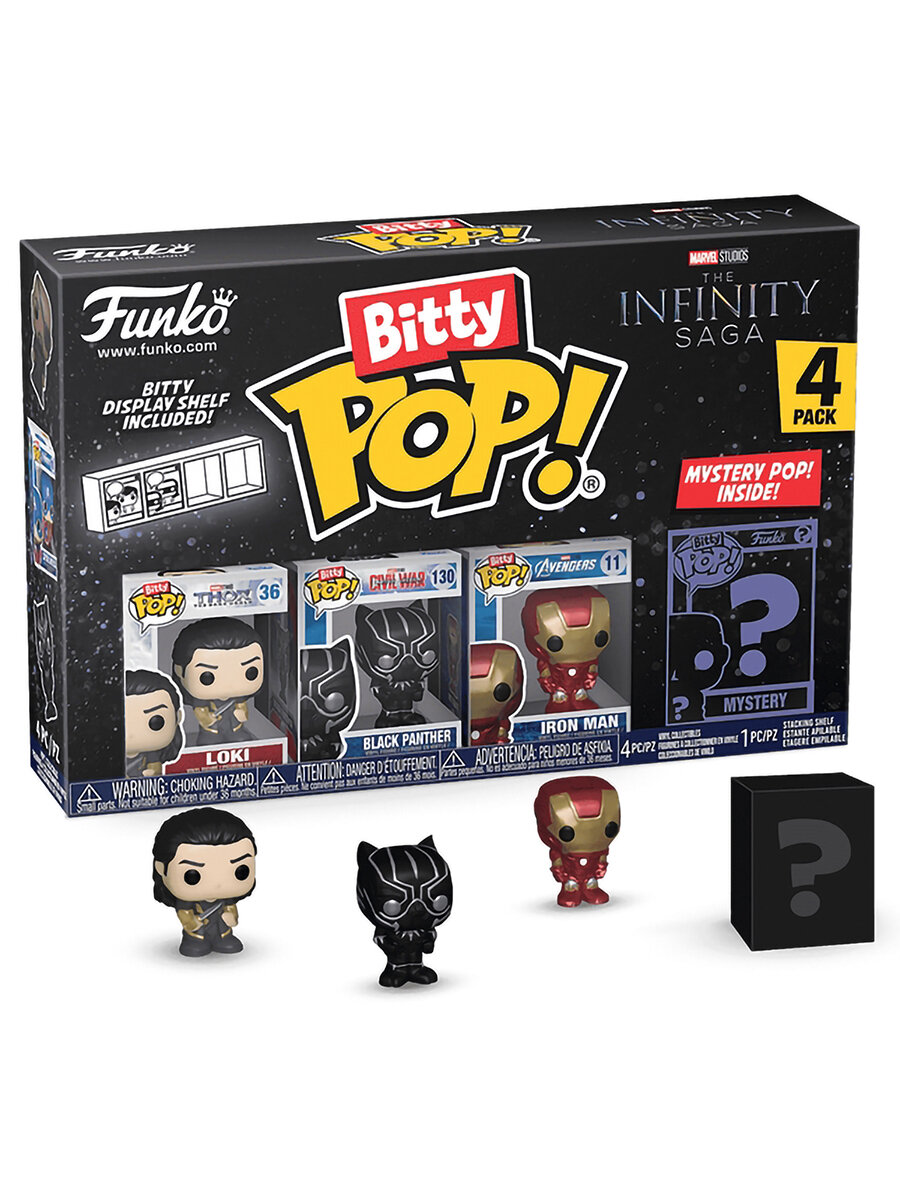 Фигурка Funko Bitty POP! Marvel Infinity Saga S4 Loki+B Panther+Iron Man+Mystery (1 of 4) 4PK 71506