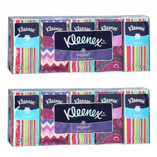 KLEENEX Носовые платки, 100 шт/уп, 2 уп/