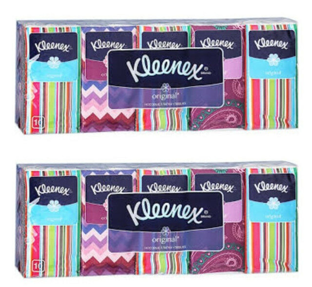 KLEENEX Носовые платки, 100 шт/уп, 2 уп/