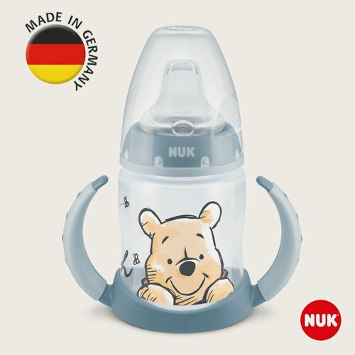Изображение товара NUK FIRST CHOICE Бутылочка обучающая из полипропилена с индикатором температуры, 150 мл с насадкой из силикона и ручками