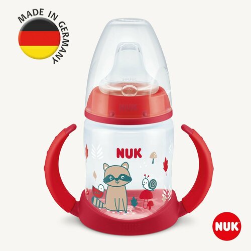 фото Nuk first choice бутылочка обучающая из полипропилена с индикатором температуры, 150 мл с насадкой из силикона и ручками