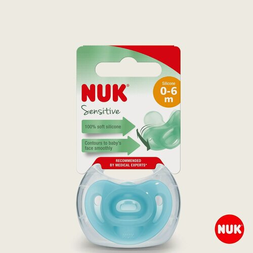 Изображение товара NUK SENSITIVE ортодонтическая соска пустышка из силикона для новорожденных 0-6 месяцев, 1 шт