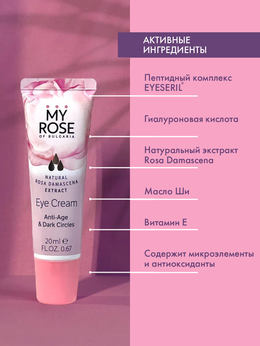 Набор My Rose (Крем д/лица увлаж. 50мл+ Крем д/кожи вокруг глаз 20мл) + Крем д/рук 75мл в подарок