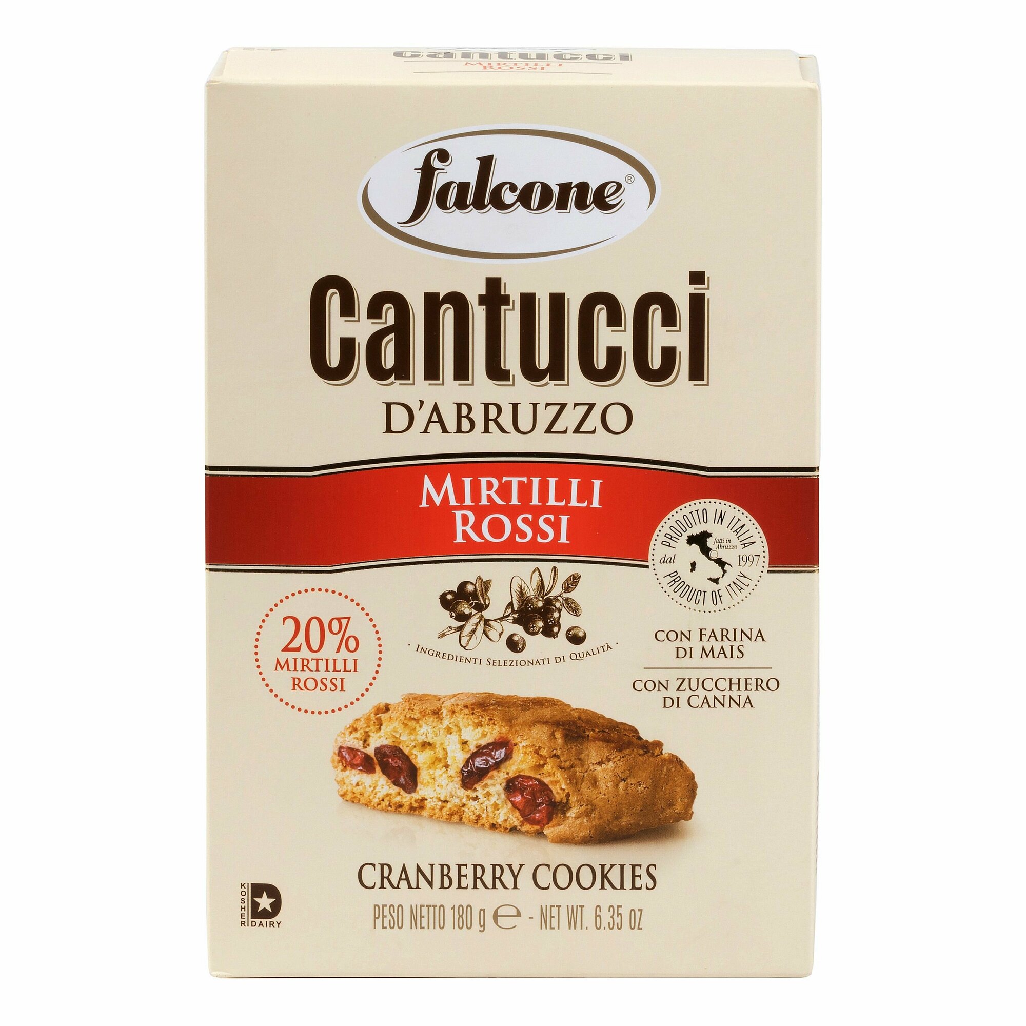 Печенье Falcone Cantucci сахарное с клюквой, 180 г