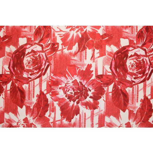 Ткань Шёлк костюмно-плательный Missoni красные цветы на белом фоне, ш136см, 0,5 м ткань жаккард костюмно плательный чёрные силуэты цветов на чёрно кремовом под клетку фоне ш135см 0 5 м