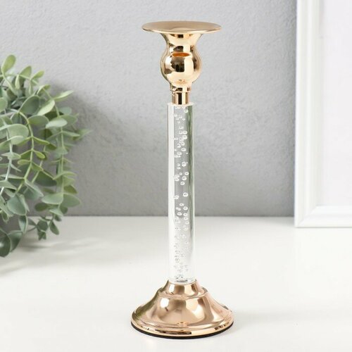 SUI Подсвечник металл акрил на 1 свечу Аква d2-6 см золото 8х8х23 см 1440₽