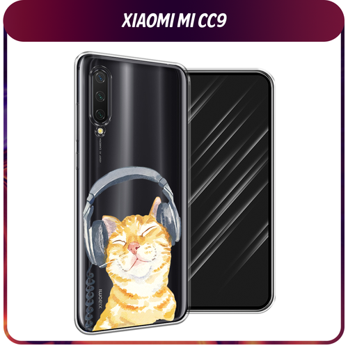 Силиконовый чехол на Xiaomi Mi CC9/Mi A3 Lite/Mi 9 Lite / Сяоми Mi CC9 Кот меломан, прозрачный матовый силиконовый чехол капибара паттерн на xiaomi mi cc9 сяоми mi cc9
