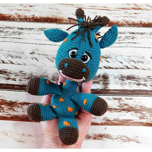 Жираф, Тёма, цвет петрольный, мягкая, интерьерная фигурка, ручная работа