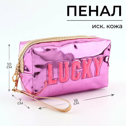 Пенал школьный 1 сентября Lucky иск кожа 18 х 10 х 7 см фиолетовый цвет 1595₽