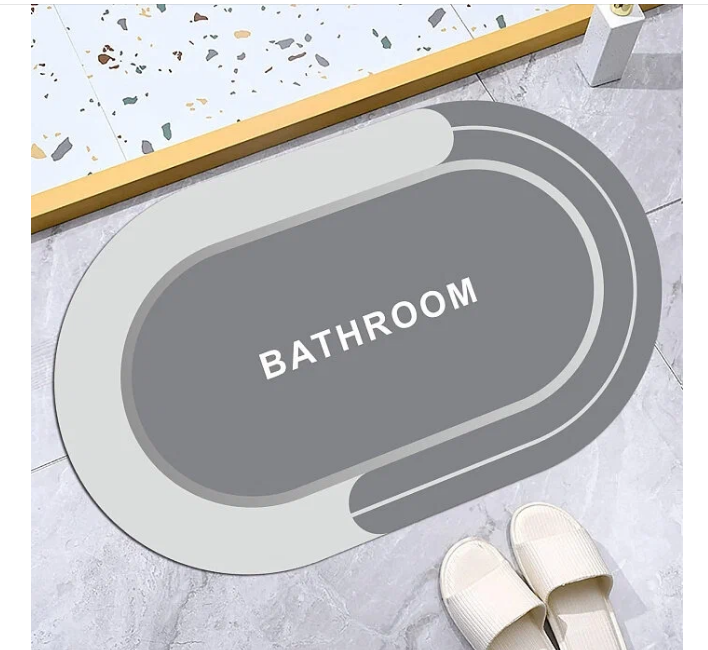 фото Коврик для ванной и туалета Ridberg PP 50*80 см, серый / влаговпитывающий, быстросохнущий, противоскользящий, прикроватный коврик, серый