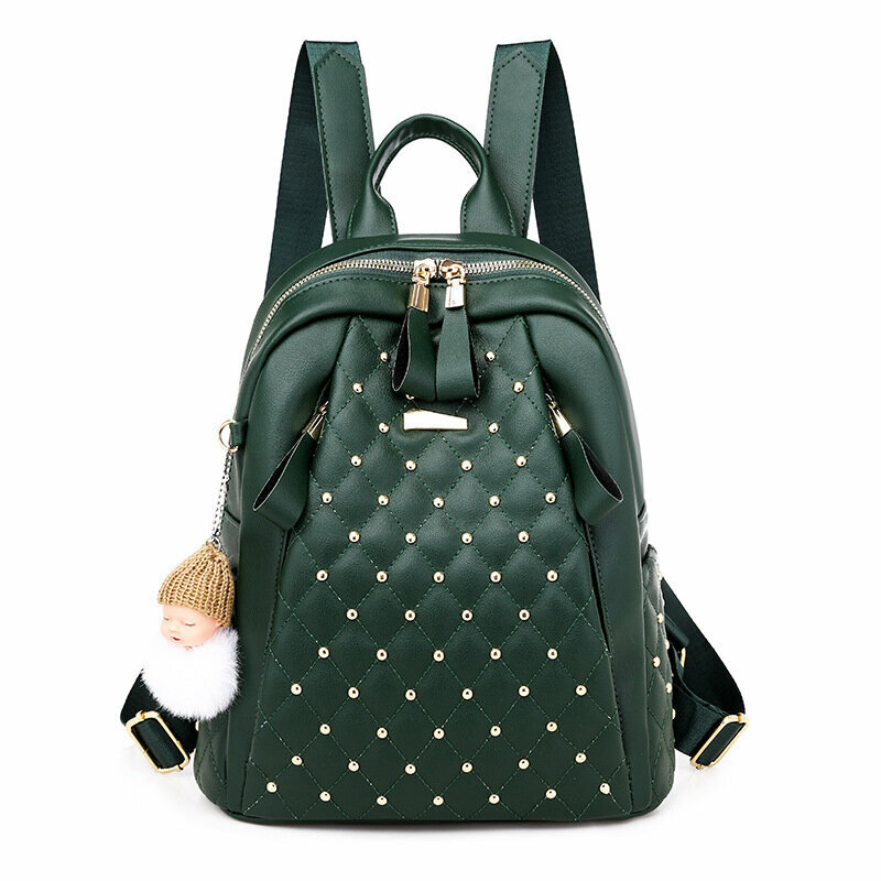 Городской женский рюкзак F-MAX - практичный, непромокаемый, с анатомическими лямками для школы, офиса и путешествий, темно-зеленый