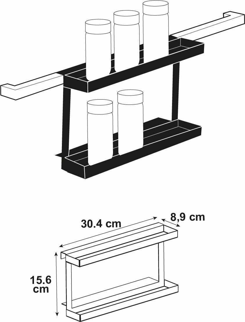 Полка для специй Delinia ID 30.4x15.6x8.9 см сталь цвет чёрный