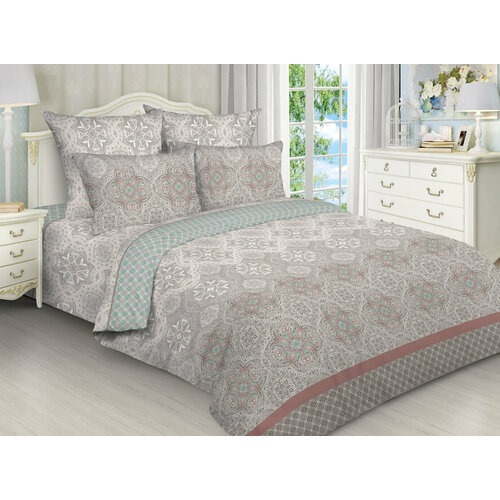 Постельное белье 2,0 сп с Евро простыней, бязь. 3010/2 коричневый