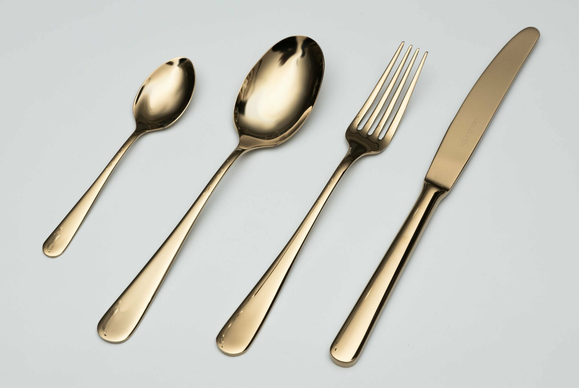Столовые приборы Belo Inox DUNA gold сталь 18/10, цвет золото, 24 шт. (6 ложек + 6 вилок + 6 ножей + 6 чайных ложек)