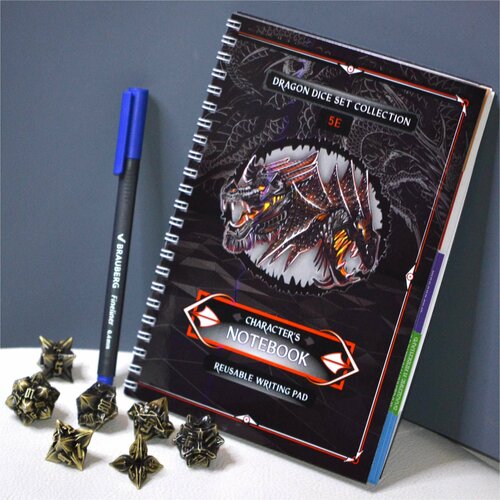фото Бесконечный тактический блокнот персонажа для настольной ролевой игры dnd 5-е / русская версия dungeons & dragons. всего 32 л, из них 12л. ламинированы, формат а5, в комплекте со стираемым маркером april gs