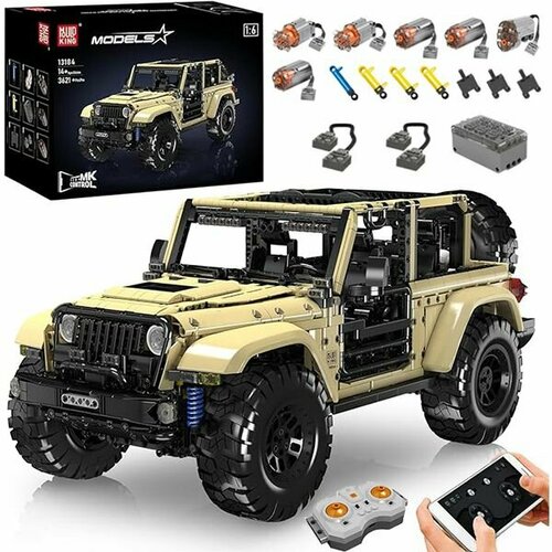 Конструктор Mould King 13184 внедорожника Wrangler с пневматическим приводом 16 3621 Деталей На радиоуправлении Поставляется с принадлежностями для двигателя подарок на день рождения 30390₽