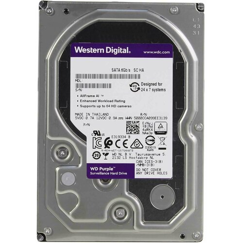 Жесткий диск 3.5 6TB Western Digital WD62PURZ Purple SC HA510 жесткий диск western digital wd original sata iii 6tb wd62purz purple wd62purz