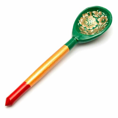 Деревянная ложка чайная с росписью - Золотая Кудрина 15 см 499₽