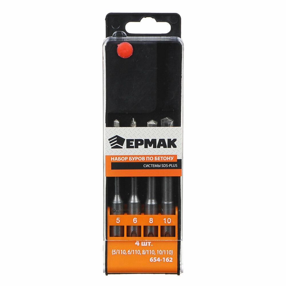 Набор буров по бетону системы SDS-plus ермак серия MASTER 4 шт (5/110 6/110 8/110 10/110)