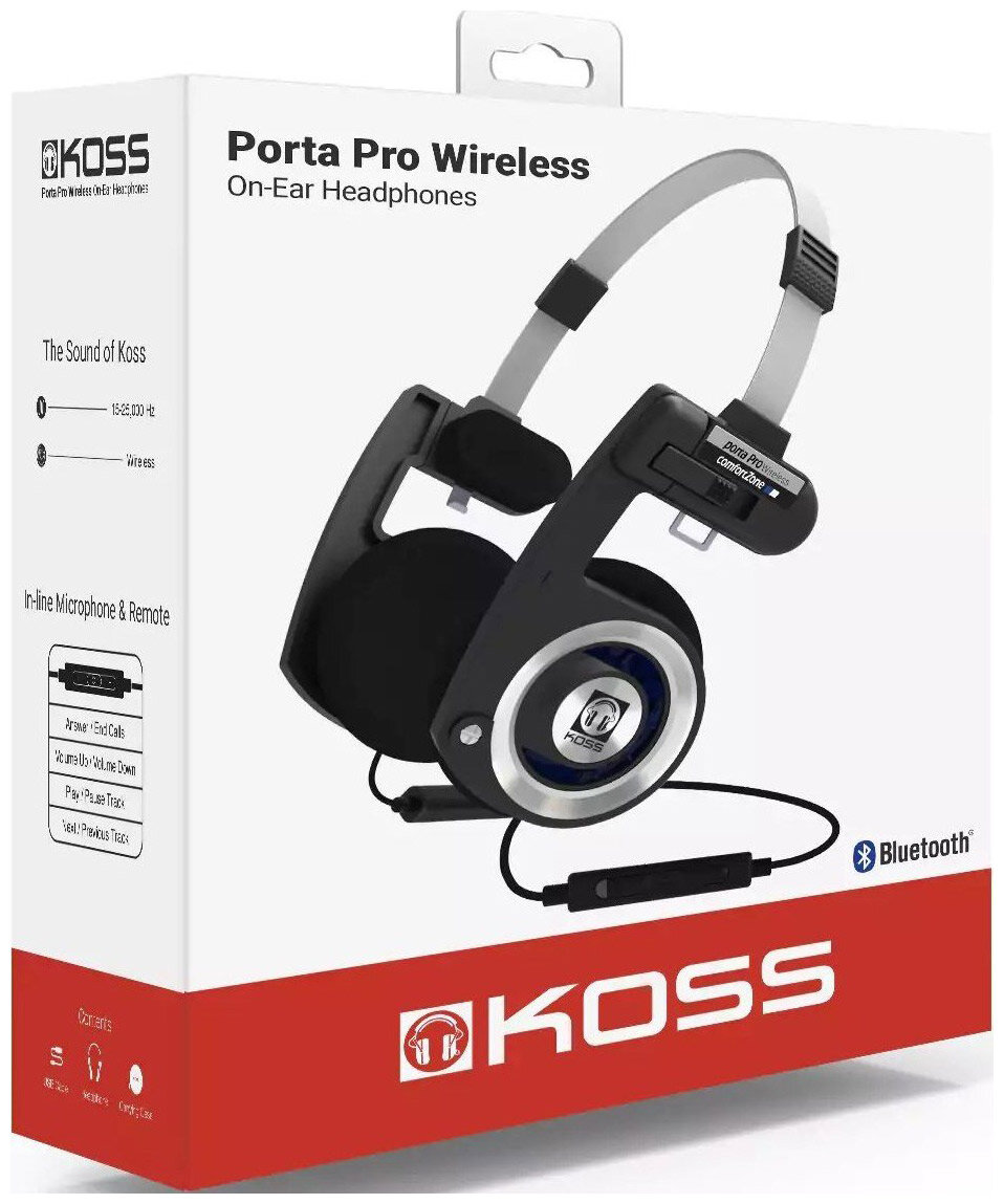 Наушники с микрофоном KOSS Porta Pro Wireless, Bluetooth, накладные, черный [15119912] - фото №10