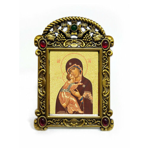 Икона Божией Матери "Владимирская" в рамке-киоте "VISANTI", размер 9,5х6,7см.