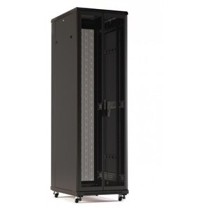 Hyperline TTR-4281-DD-RAL9005 шкаф напольный 19-дюймовый, 42U, 2055x800x1000 мм (ВхШхГ), передняя и задняя распашные перфорированные двери (75%), ручка с замком, цвет черный (RAL 9005) (разобранный)