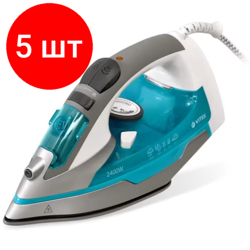 Комплект 5 штук Утюг VITEK 1258-VT-02 мощность 2400 вт Материал подошвы UltraCare 1816700₽