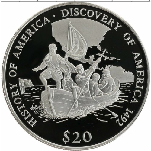 Клуб Нумизмат Монета 20 долларов Либерии 2000 года Серебро История Америкию