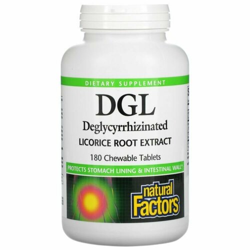 Natural Factors, DGL, Глицирризинат корня солодки, 180 таблеток