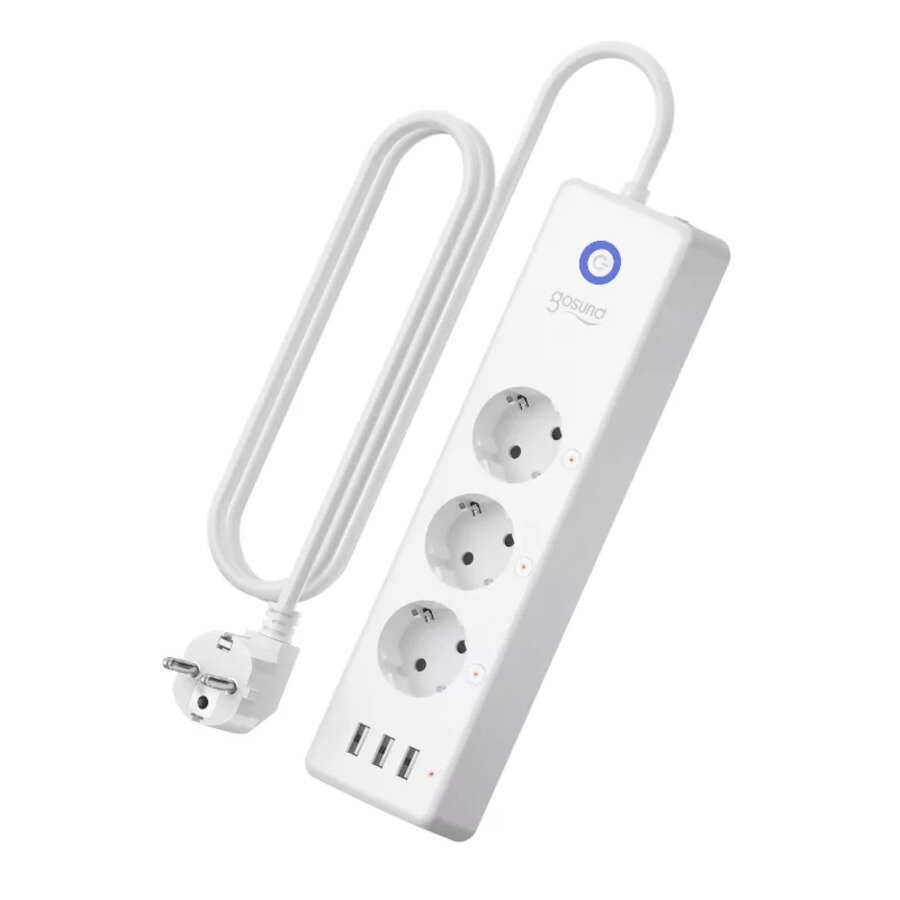 Сетевой фильтр Gosund Smart plug P1, 3 розетки, с/з, 3А / 3450 Вт 3 3 1 м 260 мм 65 мм 40 мм белый