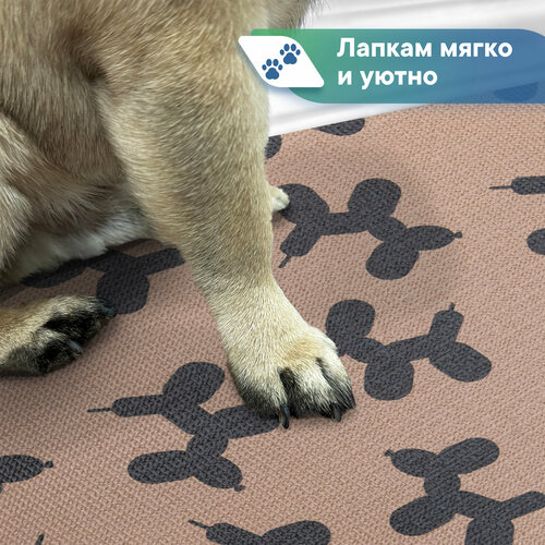 Коврик для животных под миску противоскользящий коричневый "Зооковрик" / коврик для кошек и собак 61х100 см пудели