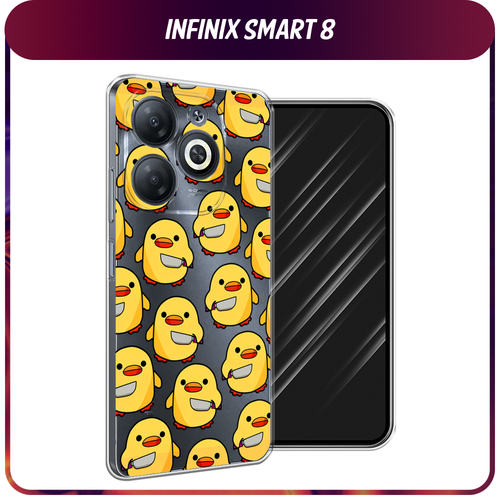 Силиконовый чехол на Infinix Smart 8/Smart 8 HD/Hot 40i / Инфиникс Смарт 8/Смарт 8 HD/Хот 40i Утка с ножом, прозрачный силиконовый чехол на infinix smart 8 smart 8 hd hot 40i инфиникс смарт 8 смарт 8 hd хот 40i черные полигоны