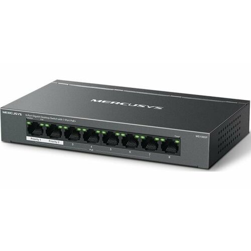 Коммутатор Mercusys MS108GP 8G 7PoE+ 65W неуправляемый коммутатор mercusys ms108 белый неуправляемый 8 port