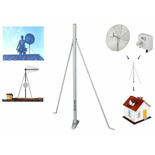 Кронштейн для антенны на любую крышу с подпорками диаметр 50мм высота 1м 4390₽