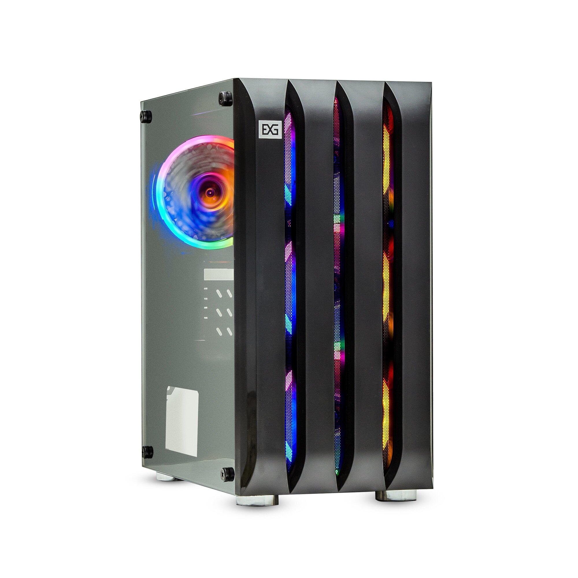 Корпус Minitower ExeGate Mistery R3 (mATX, без БП, 2*USB+1*USB3.0, аудио, черный, 4 вент. 12см с RGB подсветкой, боковая панель - закаленное стекло) EX294383RUS