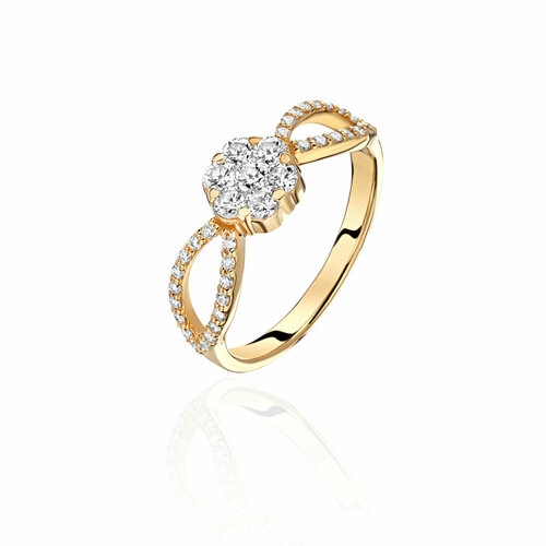Кольцо Эстет, желтое золото, 750 проба, бриллиант, размер 18