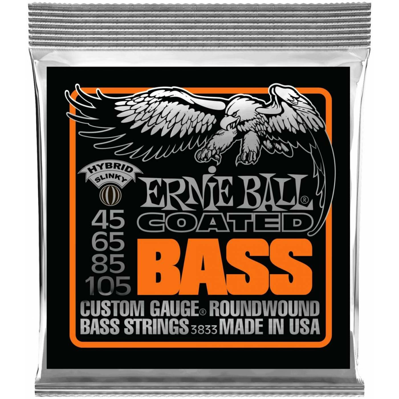 ERNIE BALL 3833 Coated Slinky Hybrid 45-105 - Струны для бас-гитары Эрни Болл