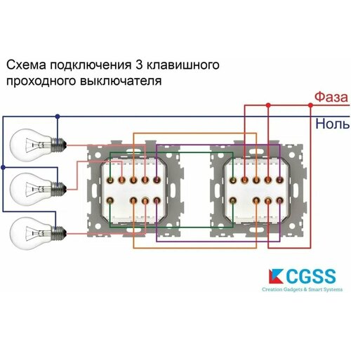 CGSS Выключатель трехклавишный проходной переключатель белый Практика PL-W103-PWCG