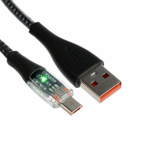 Кабель 2 А MicroUSB - USB прозрачный оплётка нейлон 1 м серый 373₽