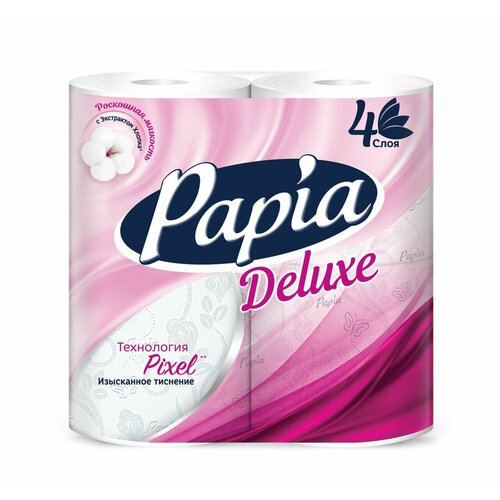 Papia Туалетная бумага Deluxe, 4 слоя, 4 рулона туалетная бумага papia deluxe 4 рулона 4 слоя 1шт