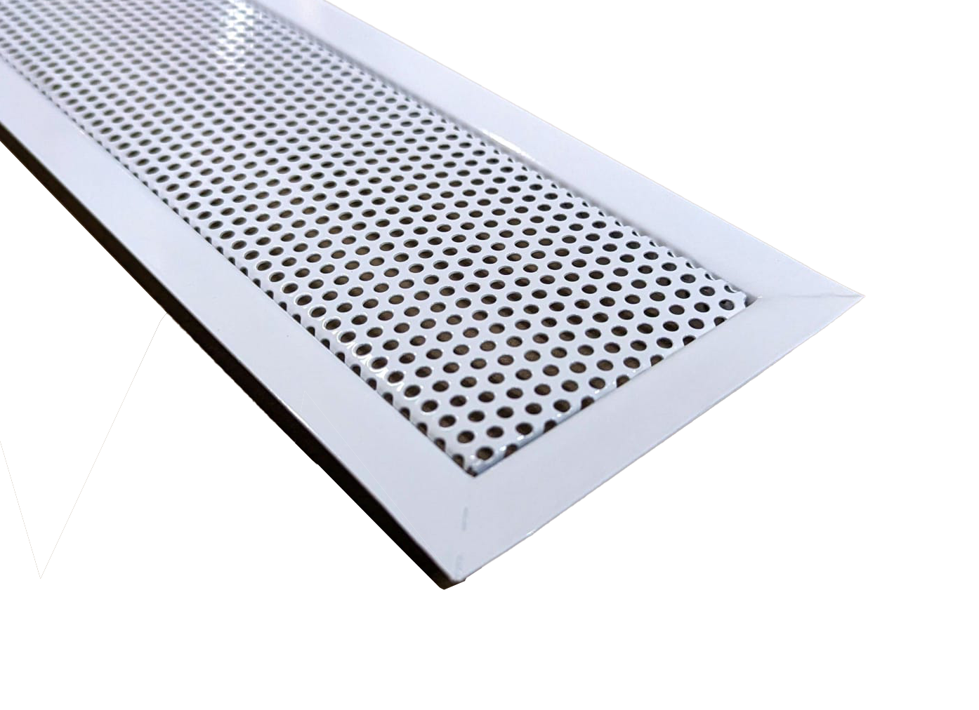 Решетка вентиляционная врезная перфорация кружок габаритный размер 800х60 цвет Антик-белый - фотография № 4
